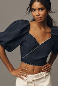 Load image into Gallery viewer, Mare Mare Puff-Sleeve Linen Wrap Blouse
