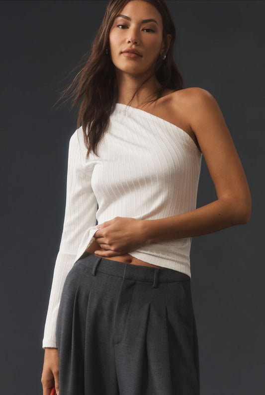 By Anthropologie One-Shoulder Ribbed Top