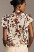 Load image into Gallery viewer, By Anthropologie Tie-Neck Sheer Ruffled Blouse
