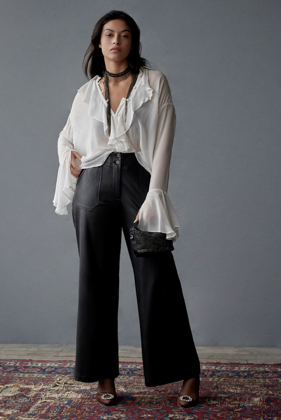 The Naomi Wide-Leg Flare Pants by Maeve: Faux Leather Edition