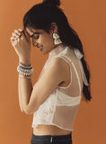 Load image into Gallery viewer, Maeve Sleeveless Sheer Floral Lace Crop Top
