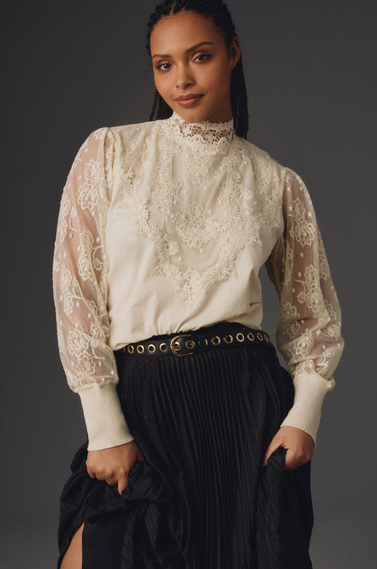 Tiny Oriana Long-Sleeve Lace Top