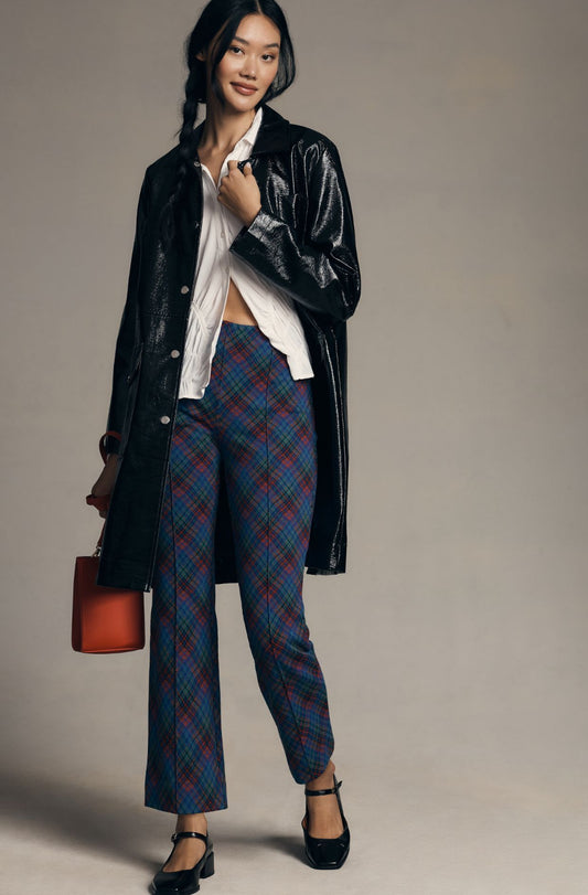 The Margot Kick-Flare Cropped Trousers by Maeve: Plaid Edition