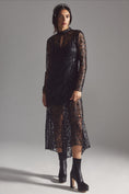 Load image into Gallery viewer, By Anthropologie Sheer Laser-Cut Midi Dress - EUC
