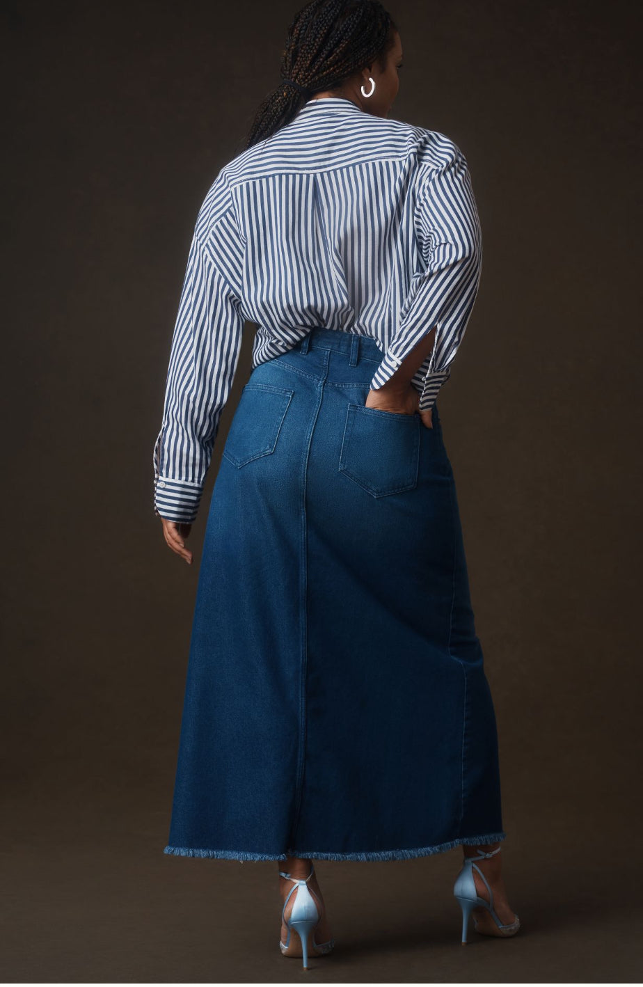 The Madi Front-Slit Denim Skirt by Pilcro