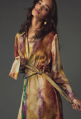 Load image into Gallery viewer, By Anthropologie Long-Sleeve Tie-Front Midi Shirt Dress
