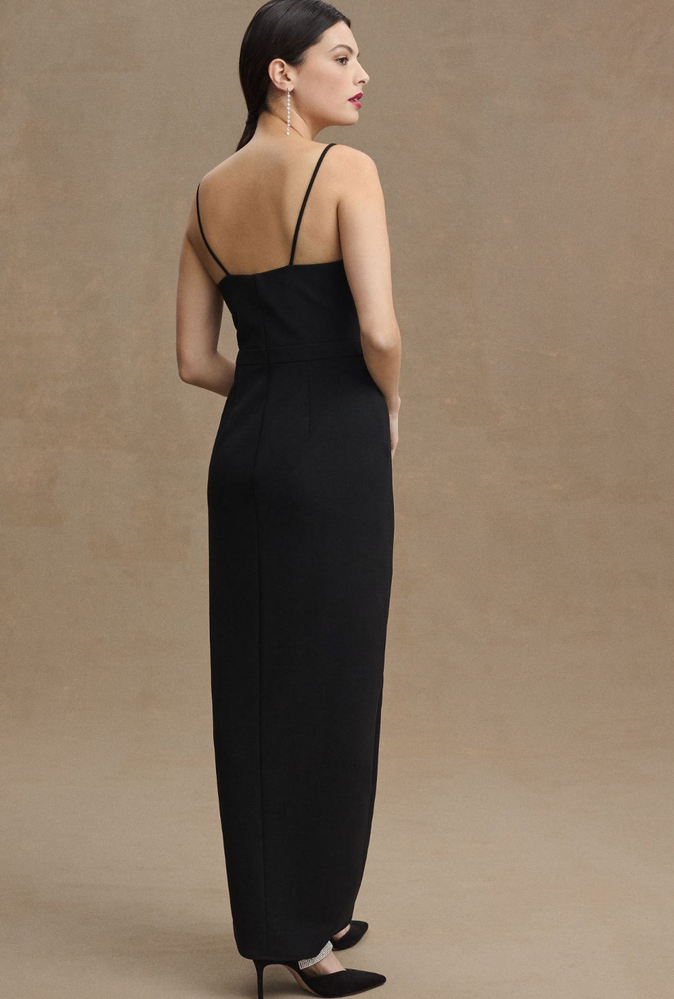 BHLDN Lyra V-Neck Faux-Wrap Crepe Midi Dress