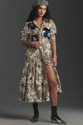 Load image into Gallery viewer, Dhruv Kapoor Long-Sleeve Floral Midi Shirt Dress
