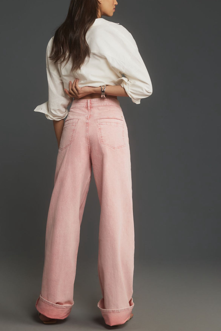 Pilcro Cuffed Oversized High-Rise Wide-Leg Jeans