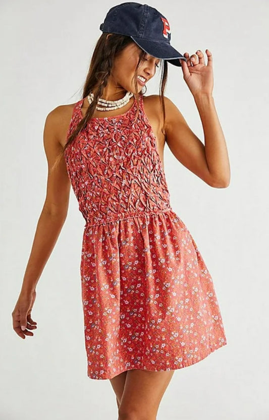 Free People Petunia Mini Dress in Poppy Combo