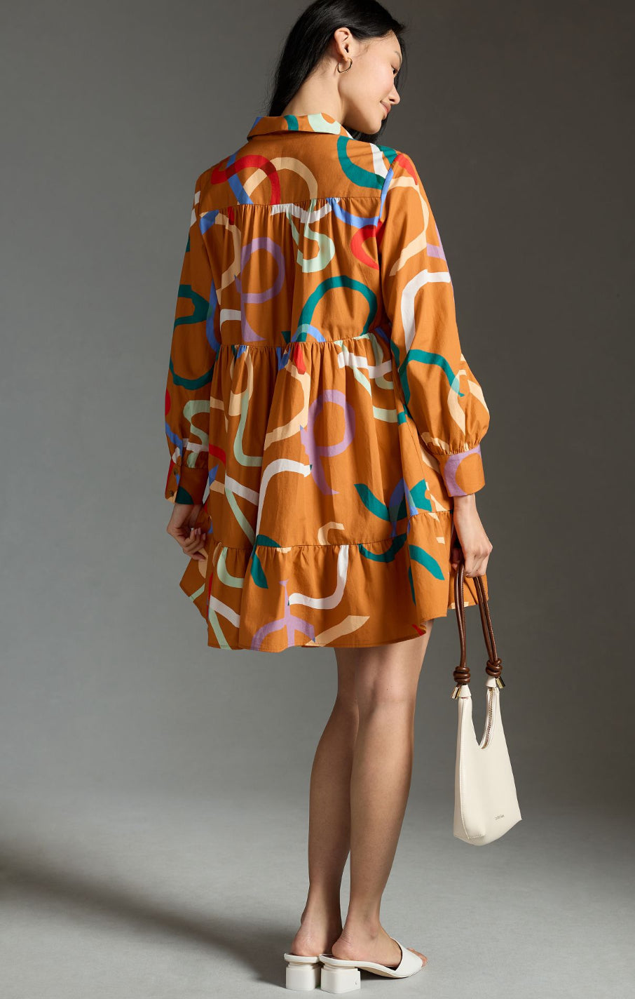 Maeve Printed Tiered Shirt Dress