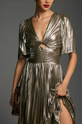 Load image into Gallery viewer, By Anthropologie Short-Sleeve Metallic Cutout Midi Dress
