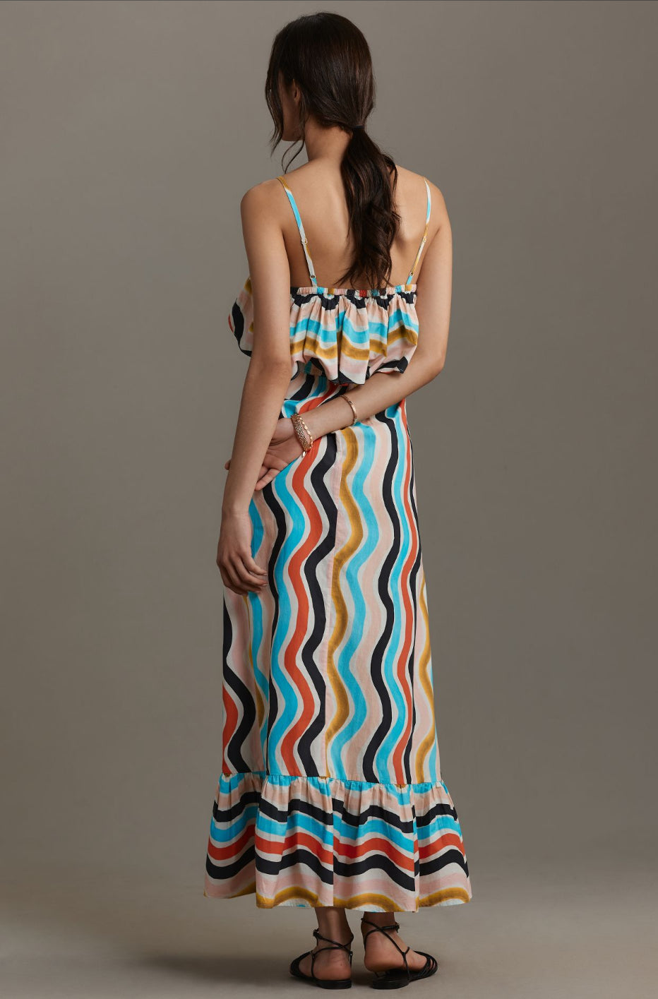 Farm Rio Sleeveless Ruffle Maxi Dress