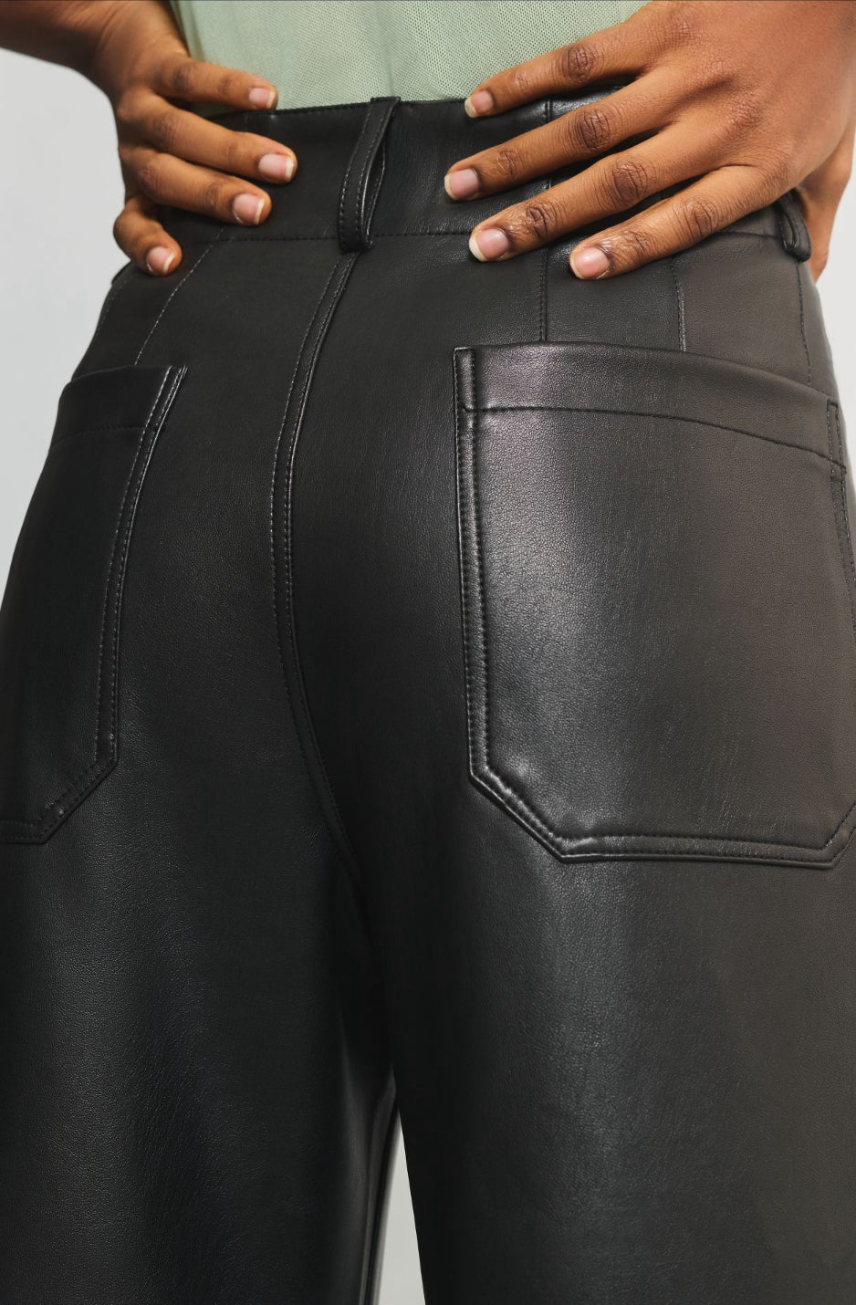 The Colette Wide-Leg Faux Leather Pants by Maeve