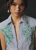 Load image into Gallery viewer, Maeve Sleeveless Floral Embroidered Buttondown Blouse
