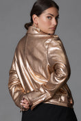 Load image into Gallery viewer, By Anthropologie Metallic Faux Leather Moto Jacket
