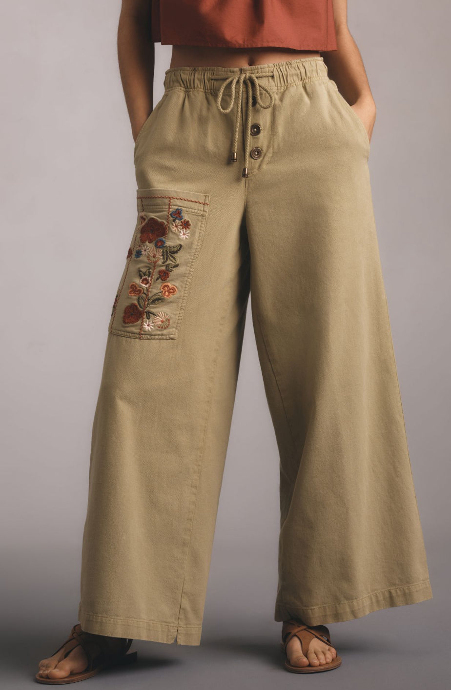 Pilcro Embroidered Pull-On Trousers