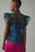 Load image into Gallery viewer, Current Air Sheer Plaid Blouse - EUC
