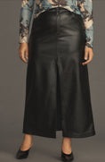 Load image into Gallery viewer, The Madi Faux Leather Front-Slit Denim Skirt by Pilcro
