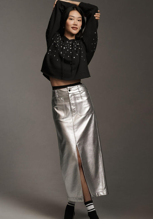 The Colette Metallic Maxi Skirt by Maeve