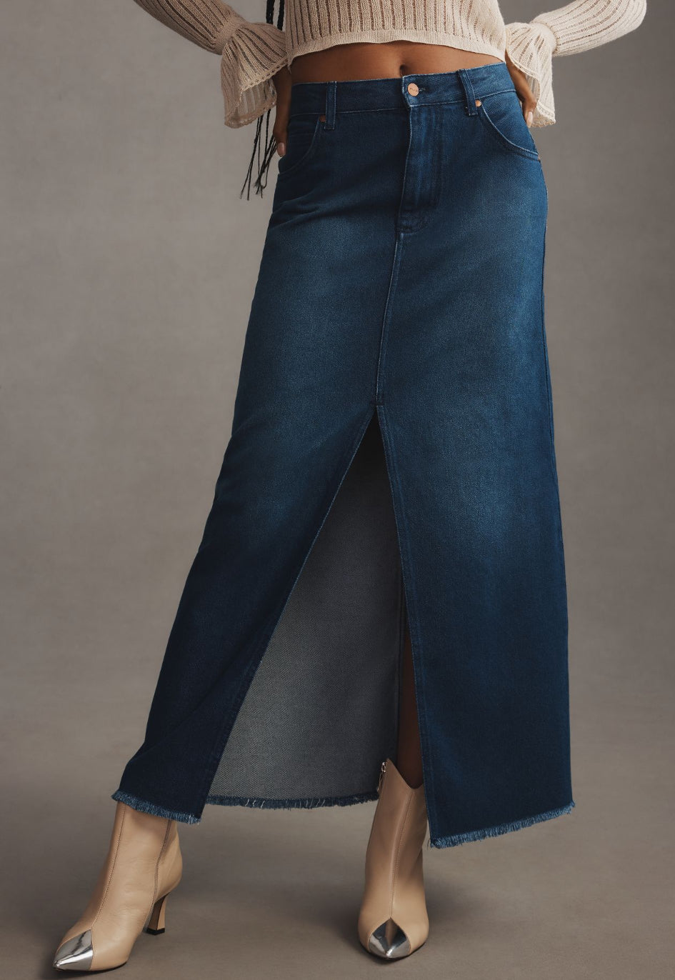 The Madi Front-Slit Denim Skirt by Pilcro