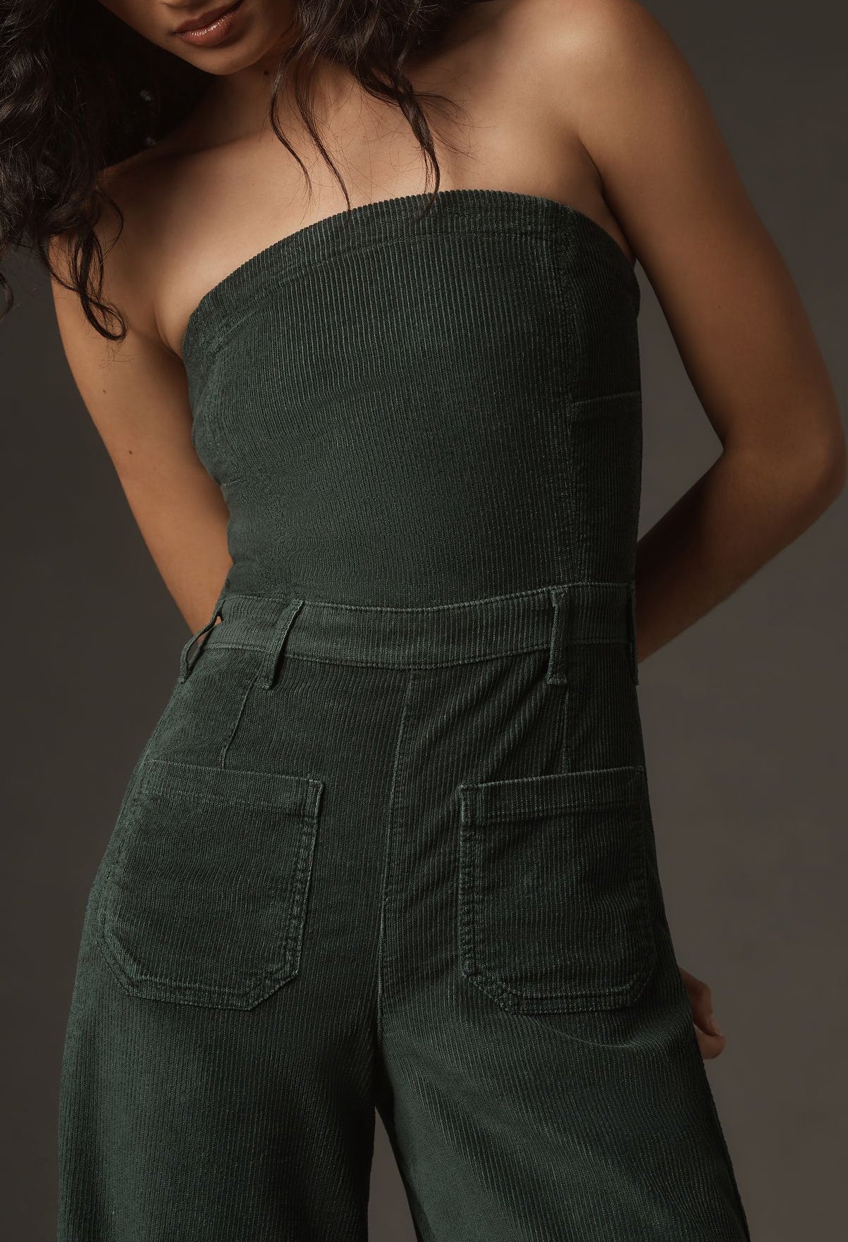 The Skipper Strapless Corduroy Crop Wide-Leg Jumpsuit by Pilcro