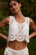 Load image into Gallery viewer, Blue Tassel Sleeveless Crochet Crop Top
