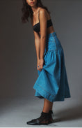 Load image into Gallery viewer, Moon River Basque-Waist Denim Midi Skirt
