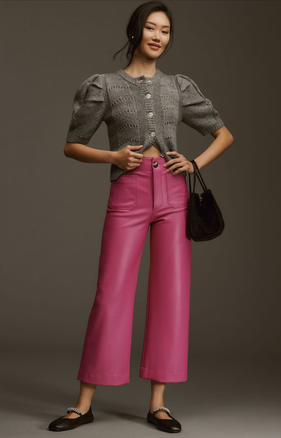 The Colette Cropped Wide-Leg Faux Leather Pants by Maeve