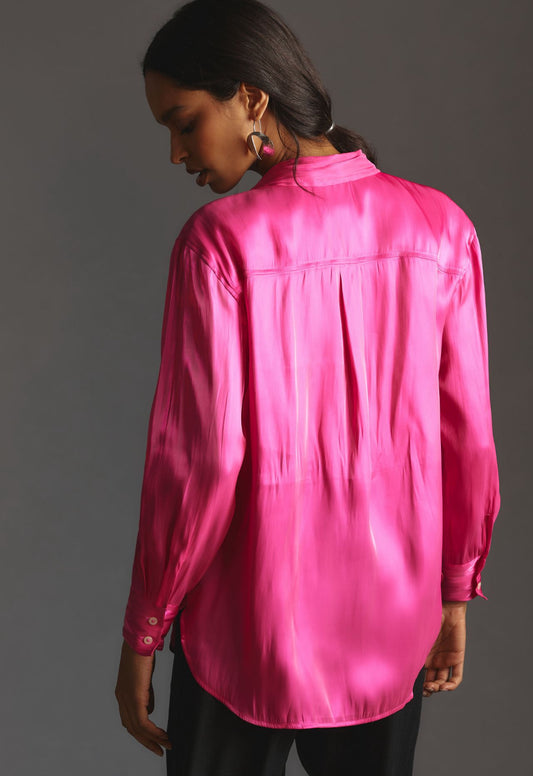 By Anthropologie Silky Iridescent Buttondown Shirt