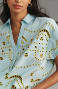 Load image into Gallery viewer, Maeve Short-Sleeve Boxy Eyelet Popover Blouse
