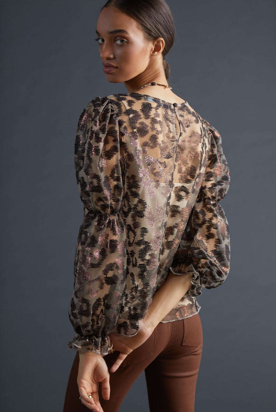 Eva Franco Sheer Leopard Top