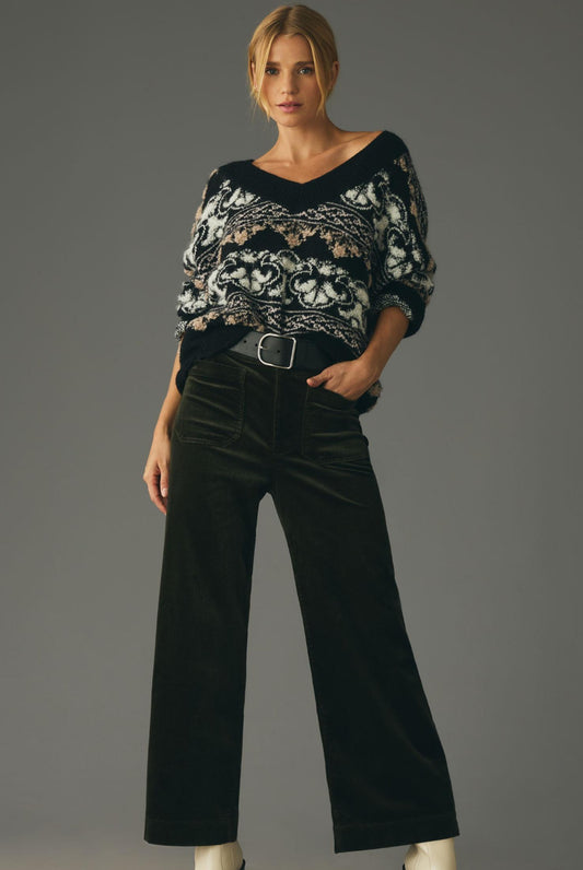 The Colette Cropped Wide-Leg Corduroy Pants by Maeve