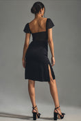 Load image into Gallery viewer, By Anthropologie Flutter-Sleeve Satin Sheath Dress
