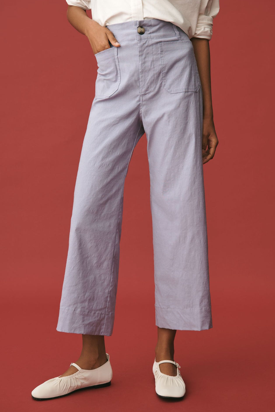 The Colette Cropped Wide-Leg Pants by Maeve