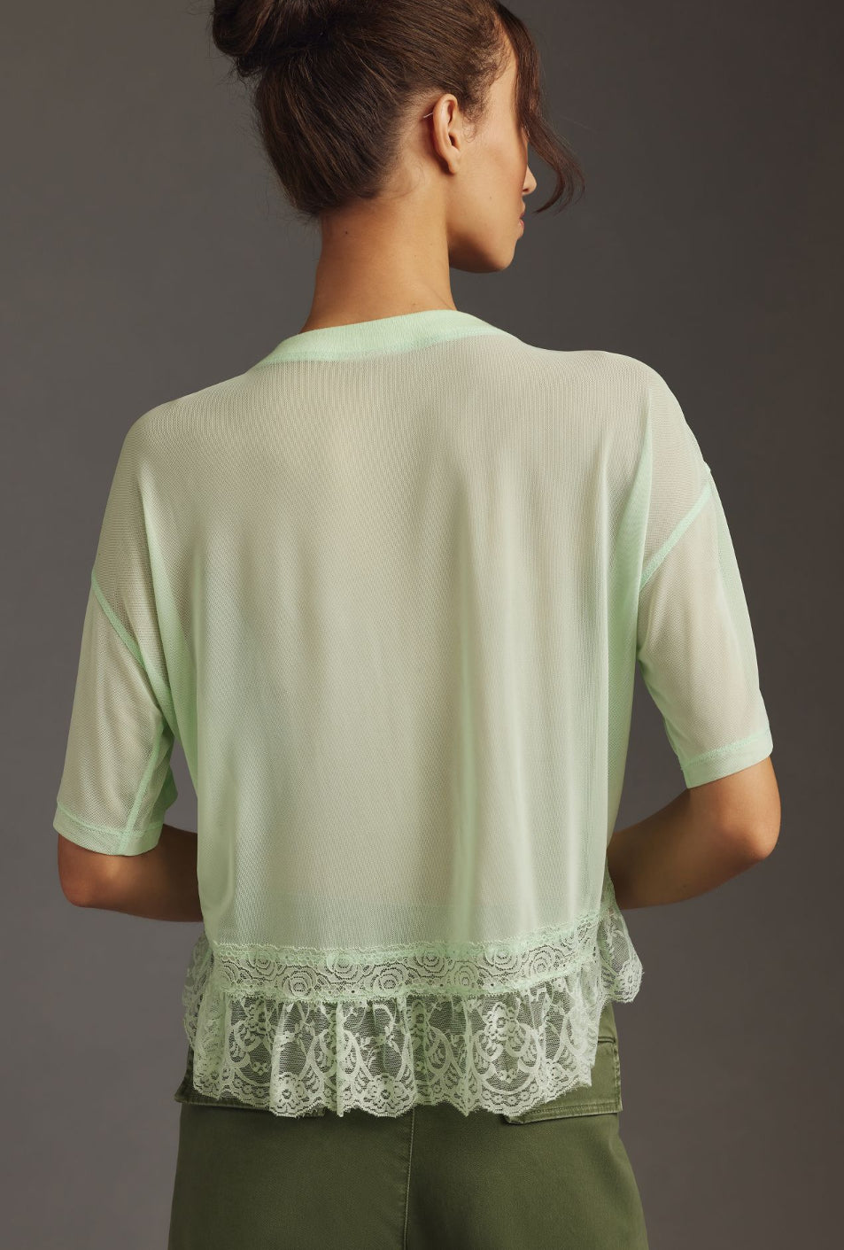 DOLAN Short-Sleeve Sheer Lace Top