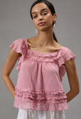 Load image into Gallery viewer, By Anthropologie Ruffled Flutter-Sleeve Top
