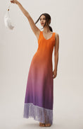 Load image into Gallery viewer, Delfi Collective Scoop-Neck Ombre Fringe Dress
