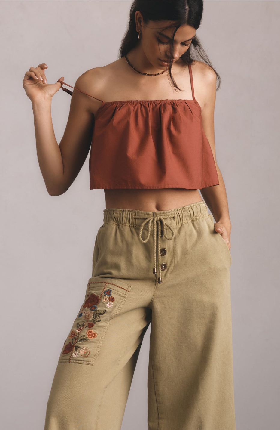 Pilcro Embroidered Pull-On Trousers