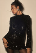 Load image into Gallery viewer, Maeve Long-Sleeve Mock-Neck Sequin Mini Dress
