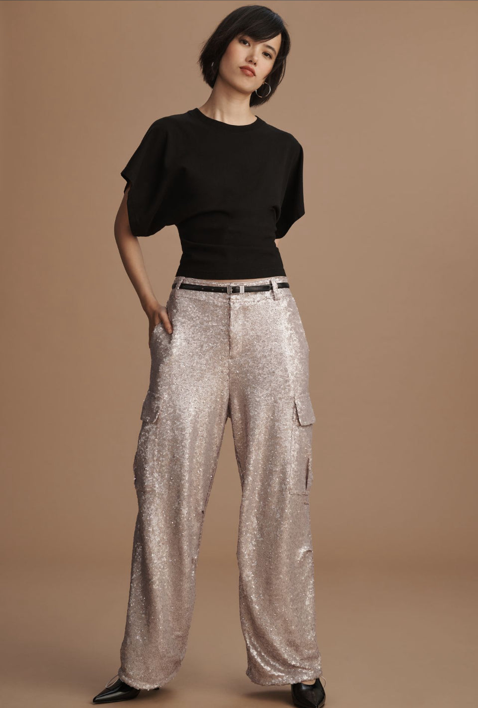 By Anthropologie Sequin Cargo Pants