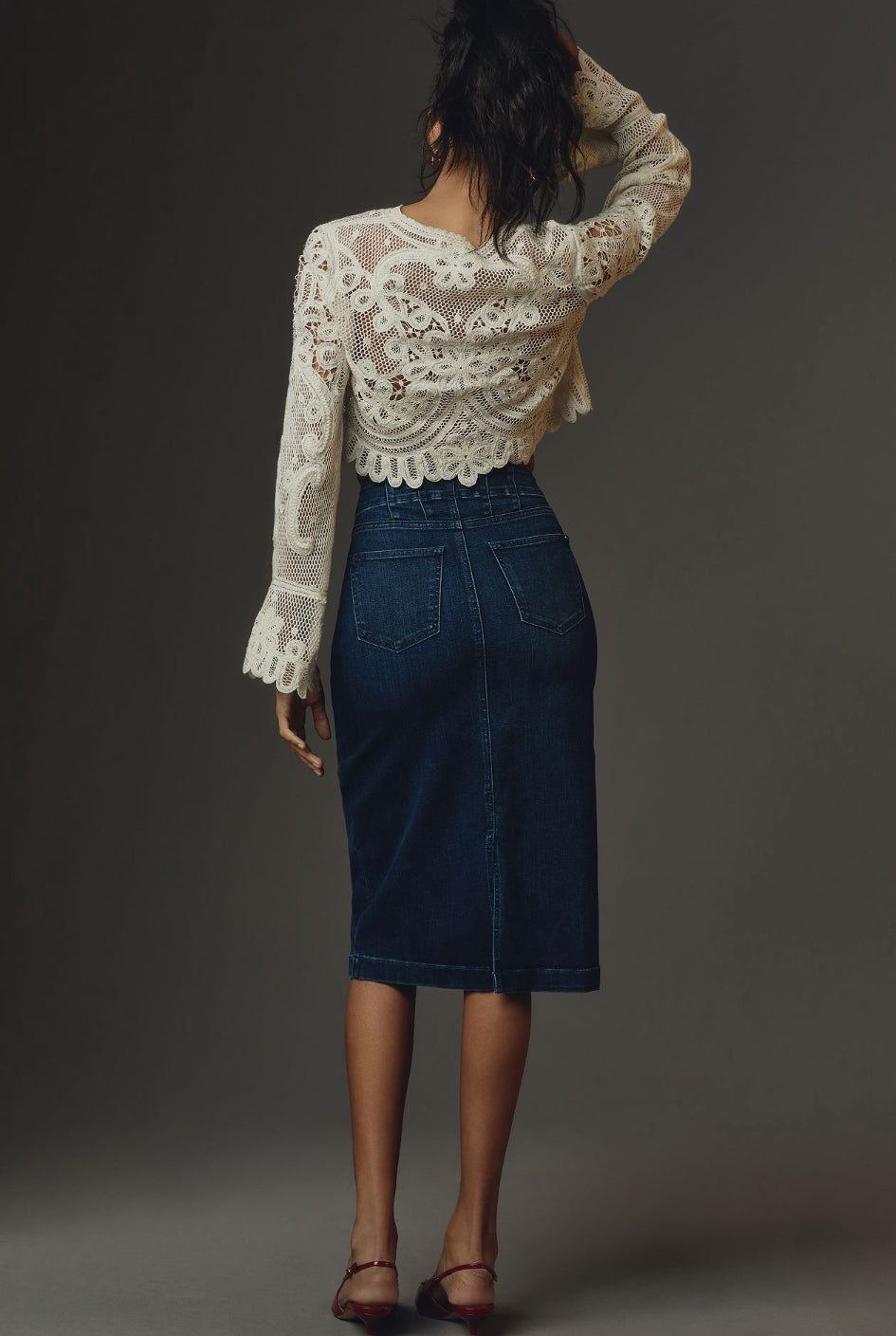 By Anthropologie Denim Midi Skirt