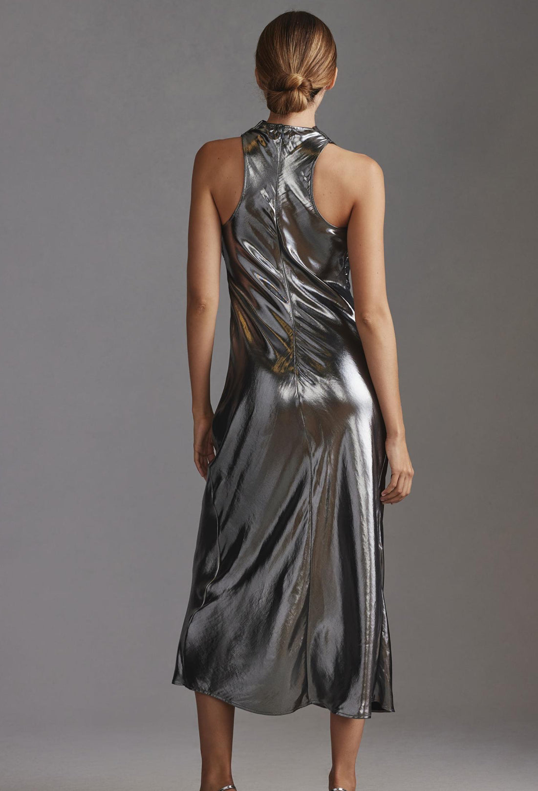 By Anthropologie Metallic Racerback Midi Dress