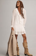 Load image into Gallery viewer, By Anthropologie Long-Sleeve V-Neck Ruffled Tunic Dress
