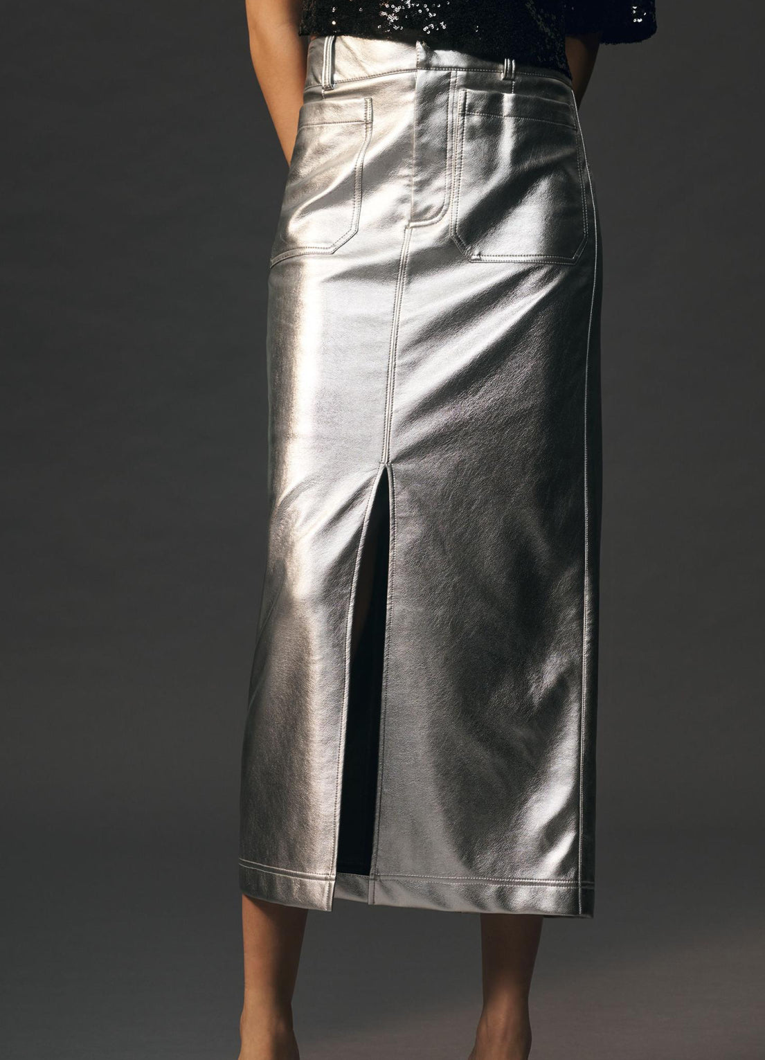 The Colette Metallic Maxi Skirt by Maeve