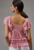 Load image into Gallery viewer, By Anthropologie Ruffled Flutter-Sleeve Top
