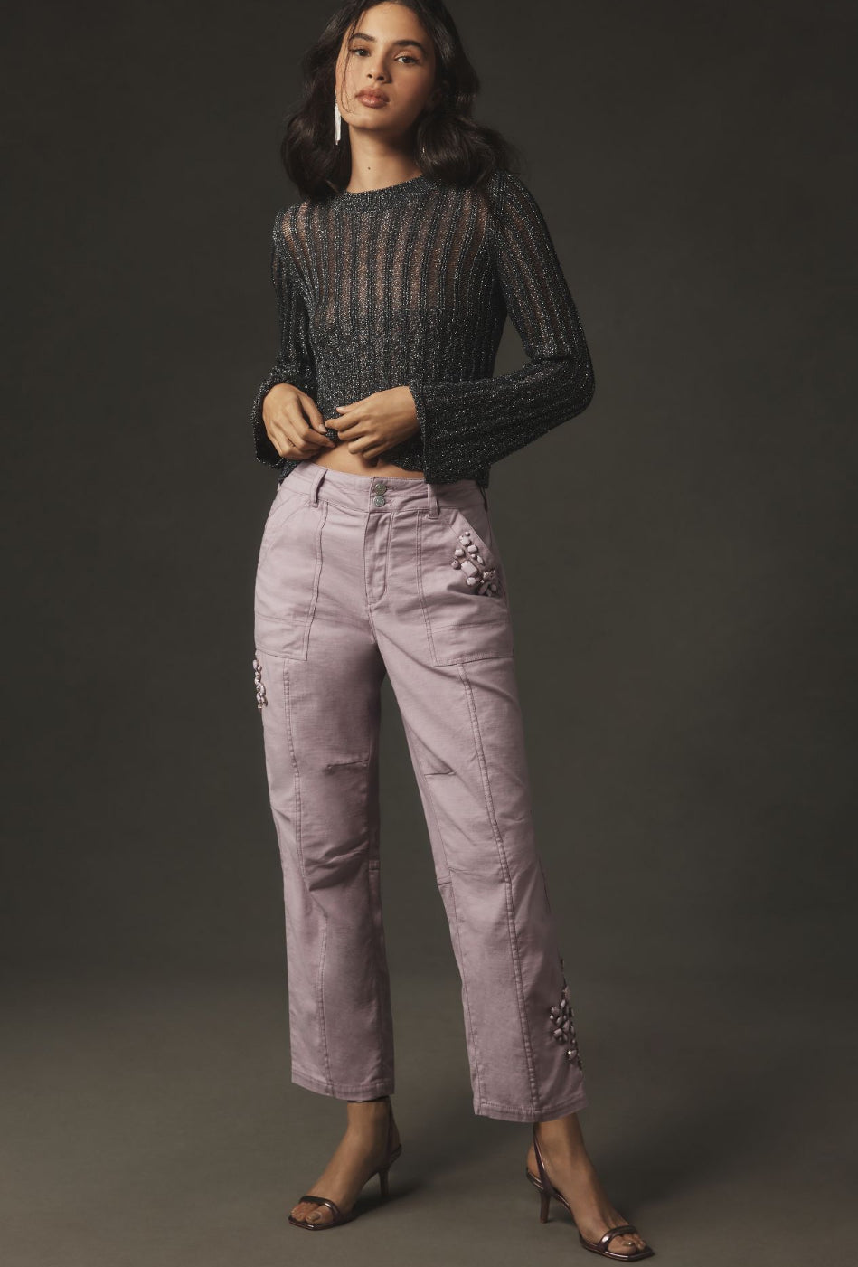 The Wanderer Jeweled Relaxed-Leg Pants by Pilcro