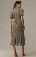 Load image into Gallery viewer, By Anthropologie Puff-Sleeve Ruched Mesh Midi Shirt Dress
