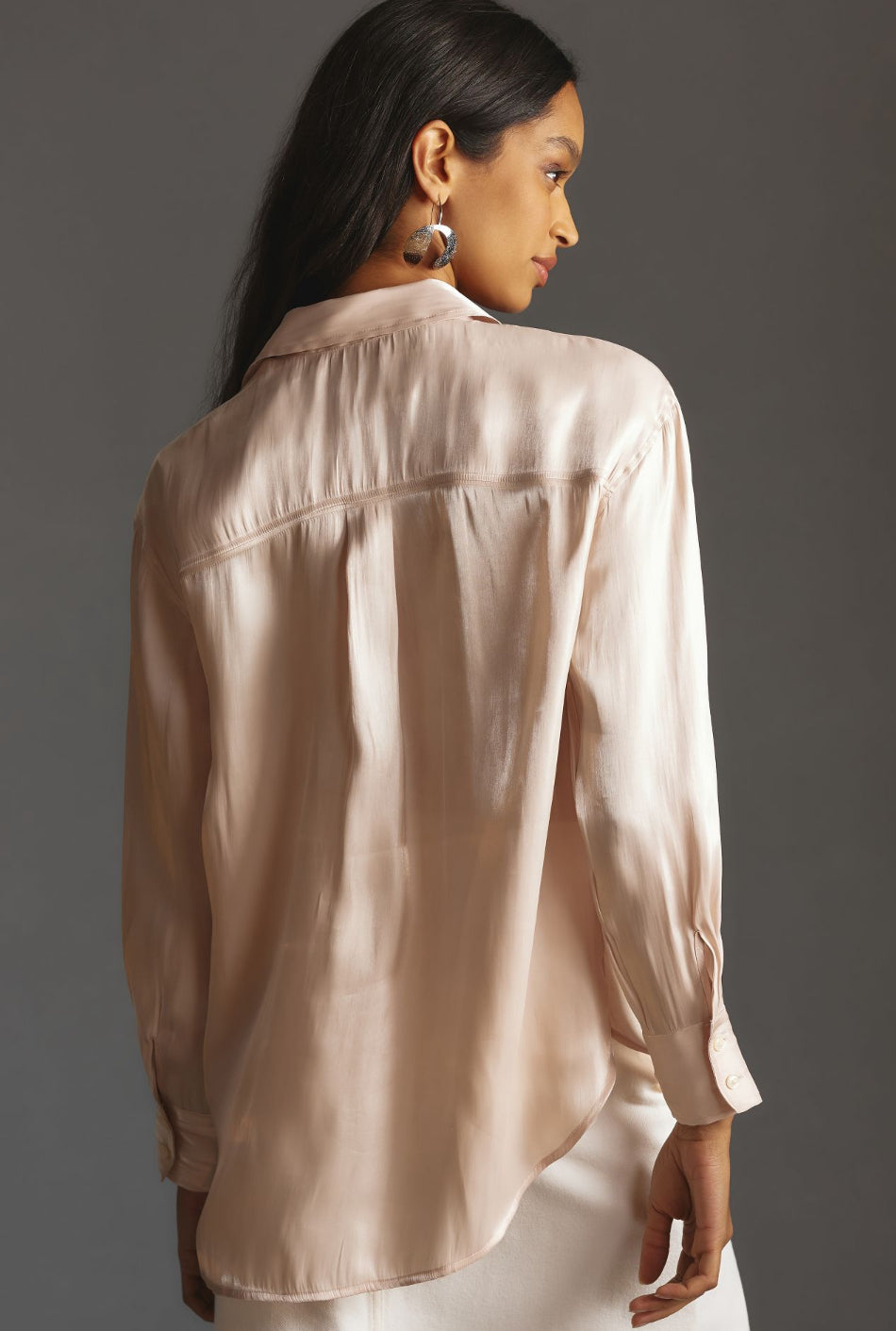 By Anthropologie Silky Iridescent Buttondown Shirt