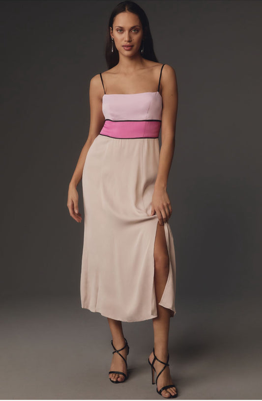 Maeve Colorblock Slip Midi Dress